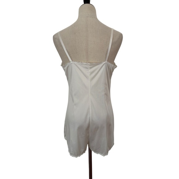 Vtg 80s Vassarette Satin Lace Teddy Romper Slip Lingerie Bridal Sz 36 Ivory - Picture 4 of 9